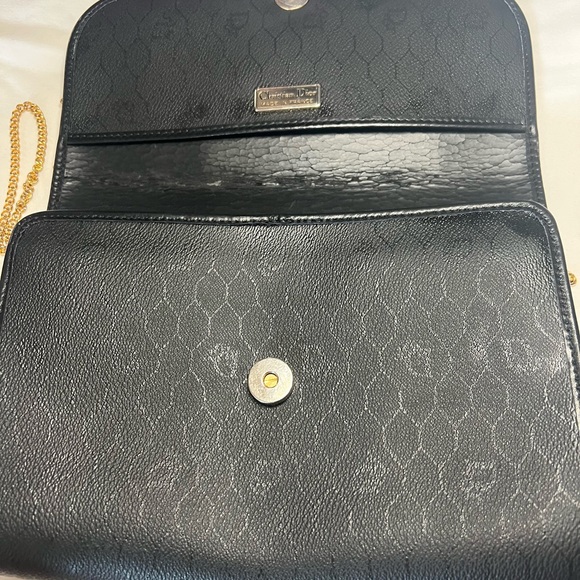 Vintage Christian Dior Logo Honeycomb Pattern Drawstring Chain Shoulder Bag - Picture 4 of 13